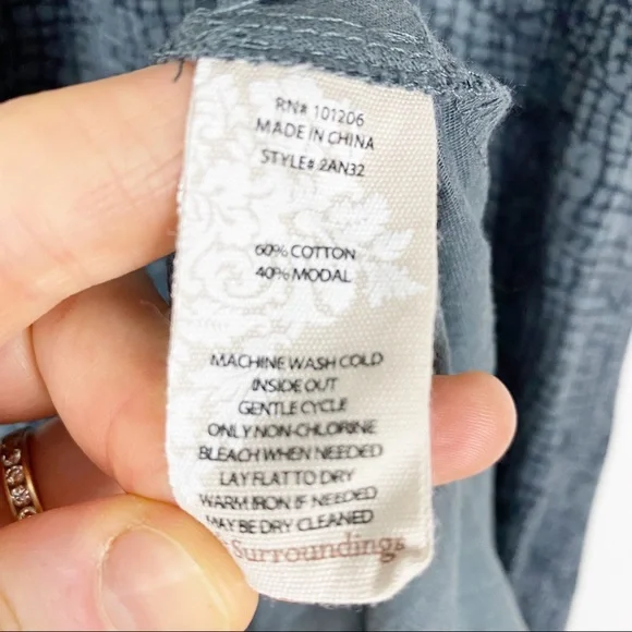 SOFT SURROUDINGS Gray Print Off Shoulder Maxi Dress 2AN32 - Size S - Picture 5 of 5